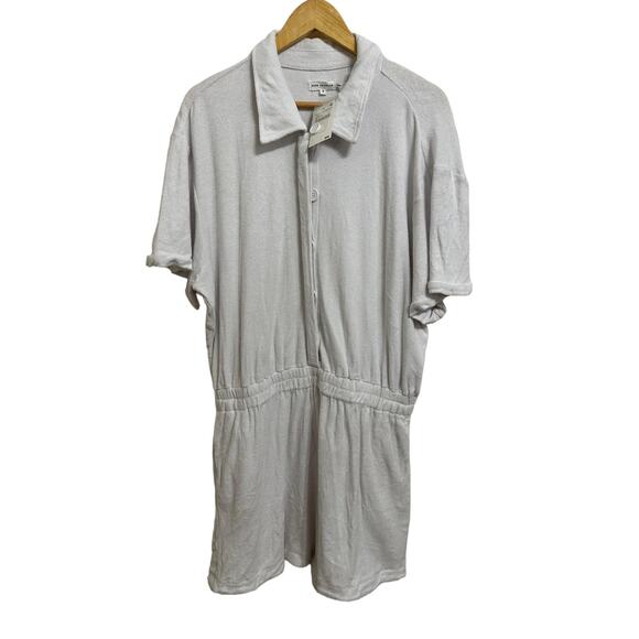 Good American Women's White Terry Mini Short-Sleeve Romper Size 4 GSW0230 NWT - Picture 2 of 5